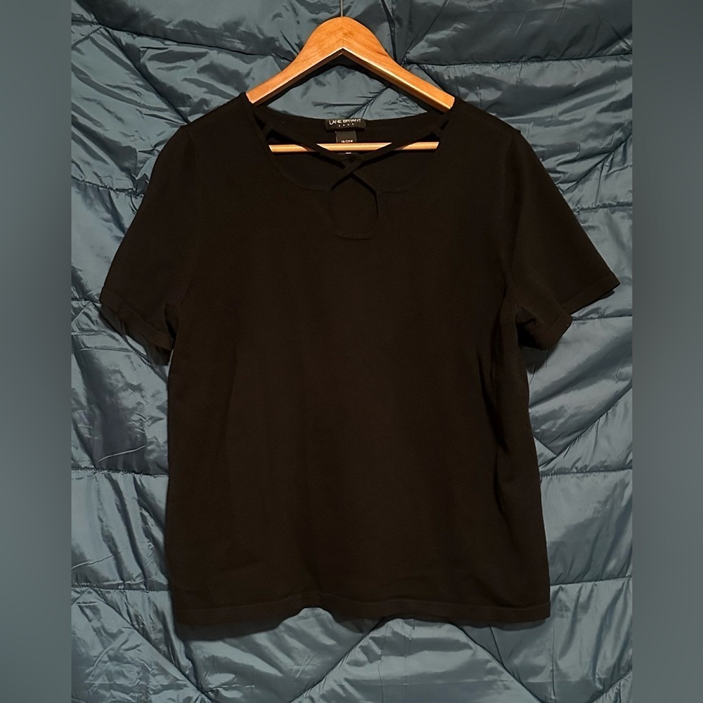 Lane Bryant Classic Black Short Sleeve Sweater